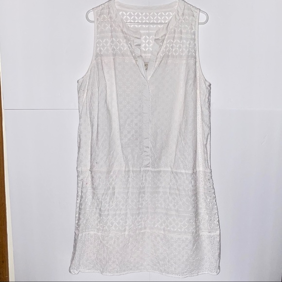 LOFT White Eyelet Sleeveless Dress